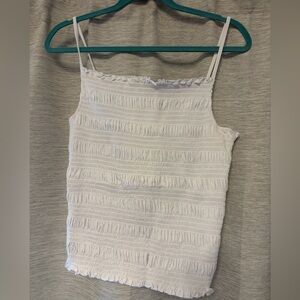 H&M White Smocked Spaghetti-Strap Camisole